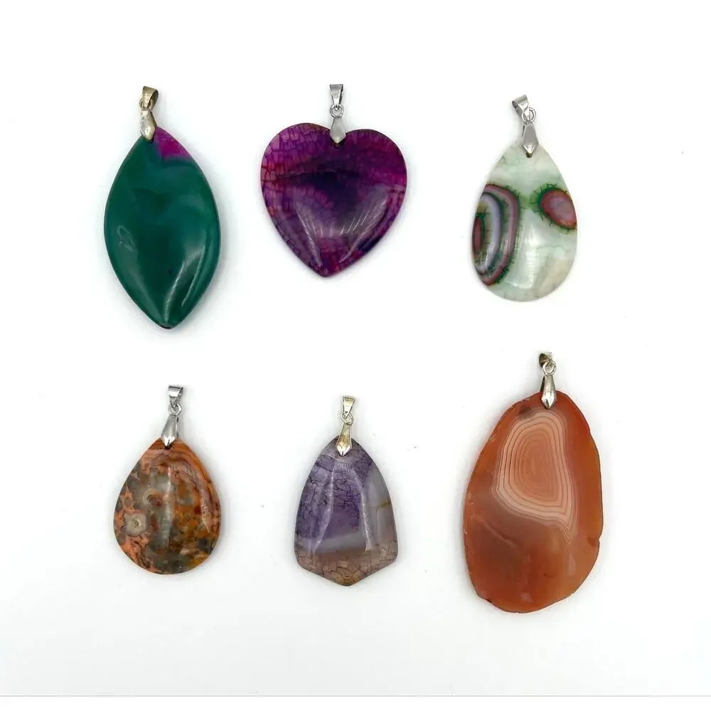 Destash Lot 18 Stone Pendants & Bails Jewelry Making Plus 1 Glass Pendant Lot #1